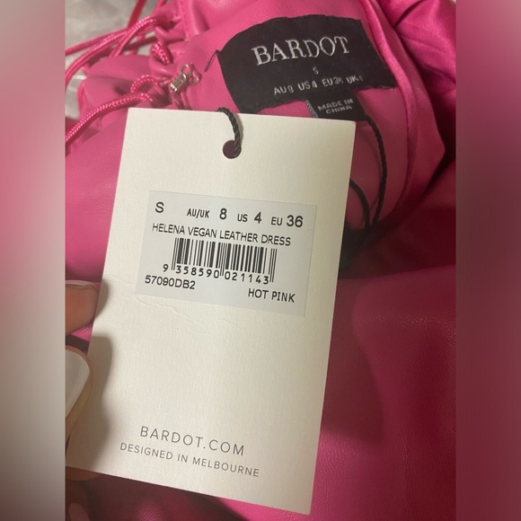 COPY - Bardot | Helena Vegan Leather Dress In Hot Pink Size 4 NEW - Picture 6 of 10